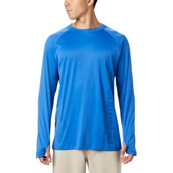 Columbia PFG Buoy Knit Long Sleeve, Sudaderas Azules Para Hombre | 248137-PCT